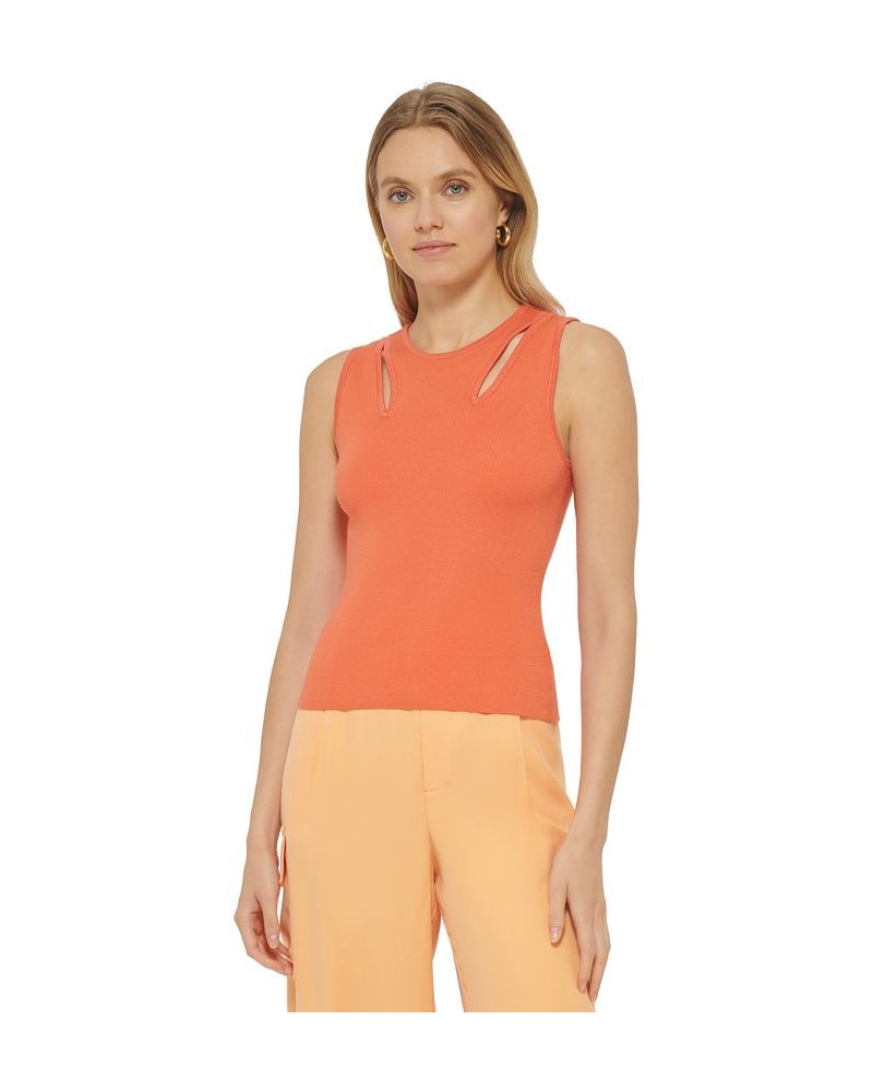 Women's Cutout Sleeveless Sweater-Knit Top Orange $48.51 Sweaters