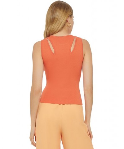 Women's Cutout Sleeveless Sweater-Knit Top Orange $48.51 Sweaters