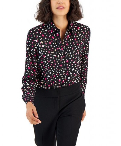 Women's Printed Button-Front Blouse Anne Black Multi $34.70 Tops