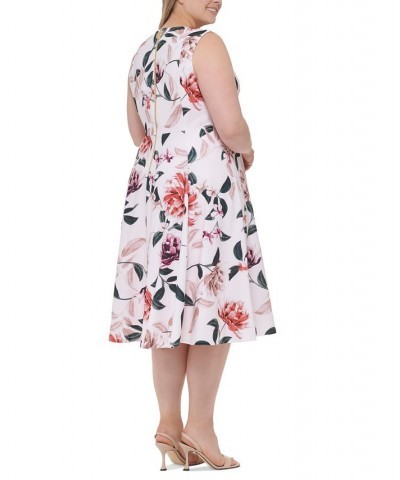 Plus Size Floral-Print Sleeveless A-Line Dress Blush Multi $40.28 Dresses