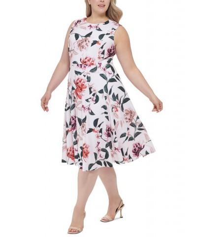 Plus Size Floral-Print Sleeveless A-Line Dress Blush Multi $40.28 Dresses