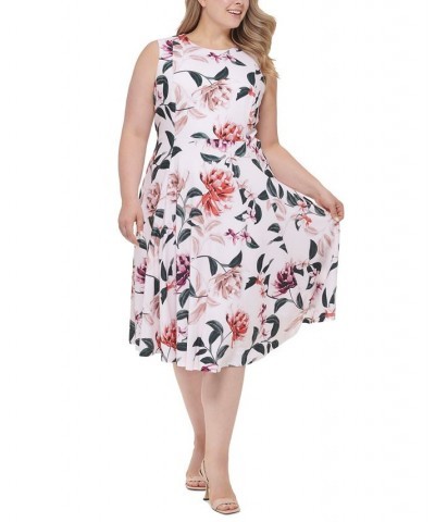 Plus Size Floral-Print Sleeveless A-Line Dress Blush Multi $40.28 Dresses