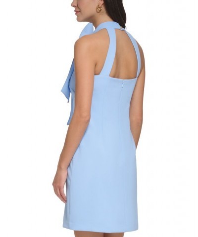 Petite Solid Bow-Neck Open-Back Shift Dress Baby Blue $48.30 Dresses