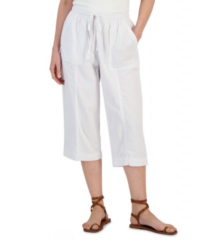 Petite Solid Quinn Cotton Capri Pants Bright White $13.49 Pants