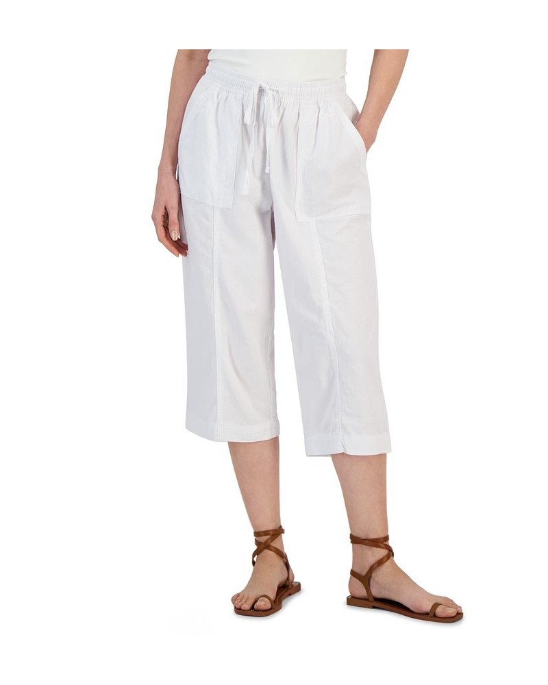 Petite Solid Quinn Cotton Capri Pants Bright White $13.49 Pants