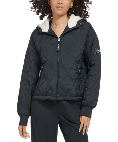 Women's Lightweight Quilted Hooded Jacket Black $46.61 Jackets