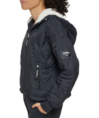 Women's Lightweight Quilted Hooded Jacket Black $46.61 Jackets