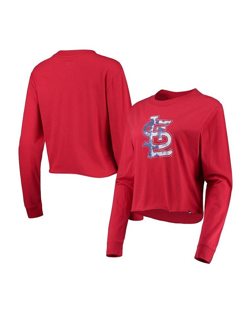 Women's Red St. Louis Cardinals Baby Jersey Cropped Long Sleeve T-shirt Red $25.51 Tops