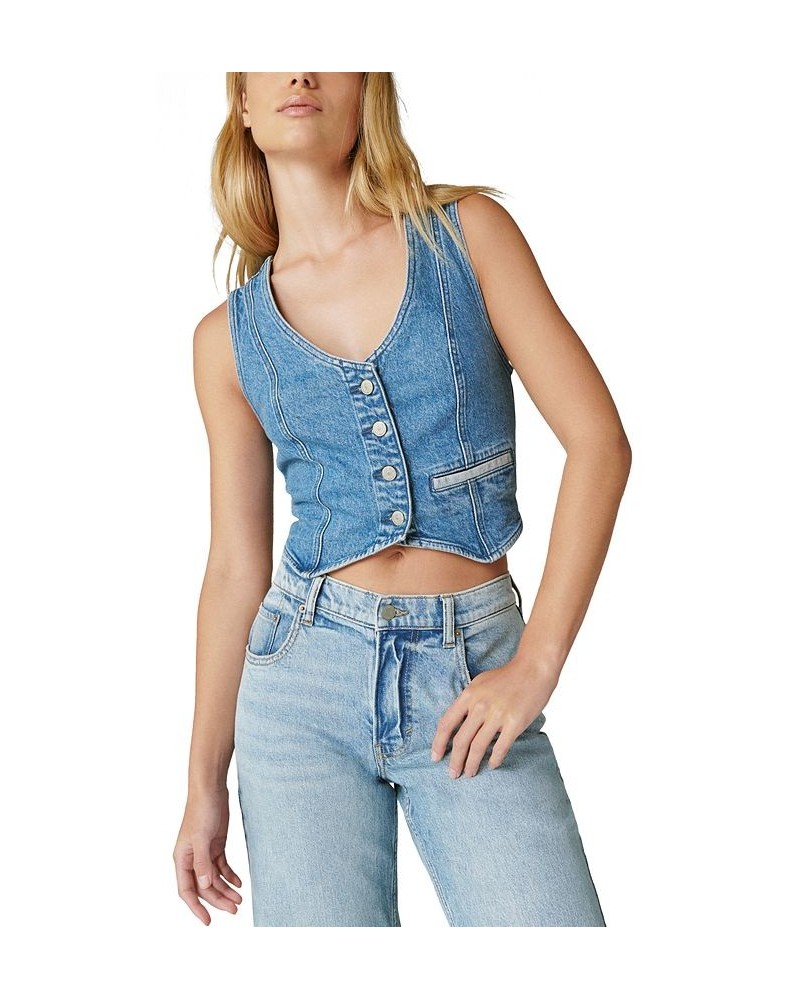 Women's Lucky Legend Indigo Denim Vest Kiss The Sky $38.49 Jackets