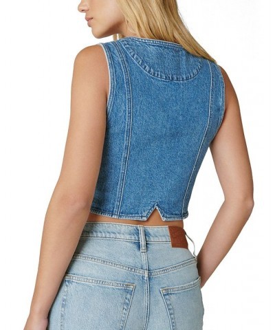 Women's Lucky Legend Indigo Denim Vest Kiss The Sky $38.49 Jackets