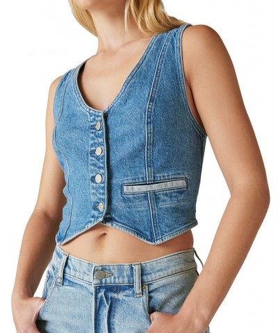 Women's Lucky Legend Indigo Denim Vest Kiss The Sky $38.49 Jackets