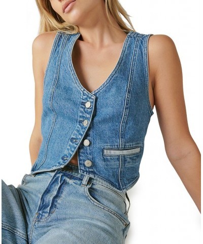 Women's Lucky Legend Indigo Denim Vest Kiss The Sky $38.49 Jackets