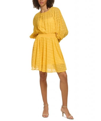 Petite Textured Chiffon Blouson Dress Deep Maize $37.92 Dresses