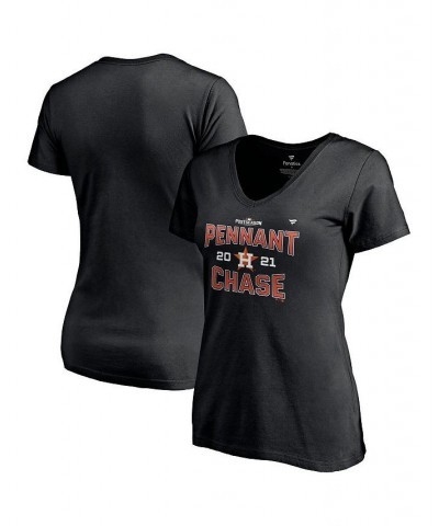 Women's Branded Black Houston Astros 2021 Division Series Winner Locker Room V-Neck T-shirt Black $16.20 Tops