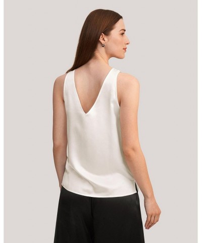 Women's V-Neck Sleeveless Silk Tank Top Light Camel $32.70 Tops