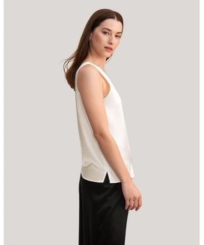 Women's V-Neck Sleeveless Silk Tank Top Light Camel $32.70 Tops