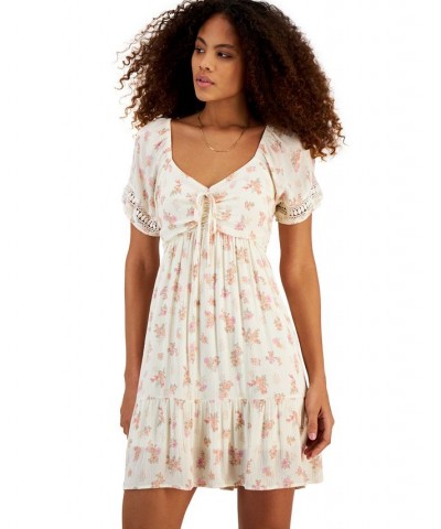 Juniors' V-Neck Short-Sleeve Tiered Dress White $25.97 Dresses