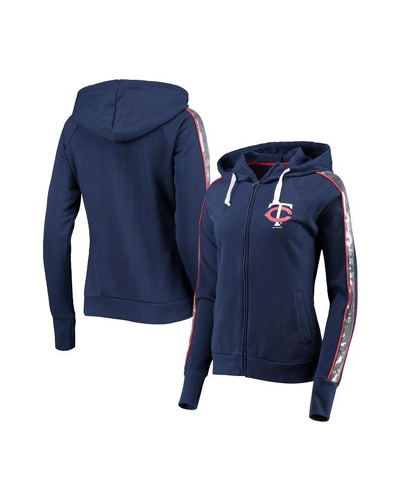 Women's Navy Minnesota Twins Game Changer Raglan Full-Zip Hoodie Navy $43.99 Sweatshirts