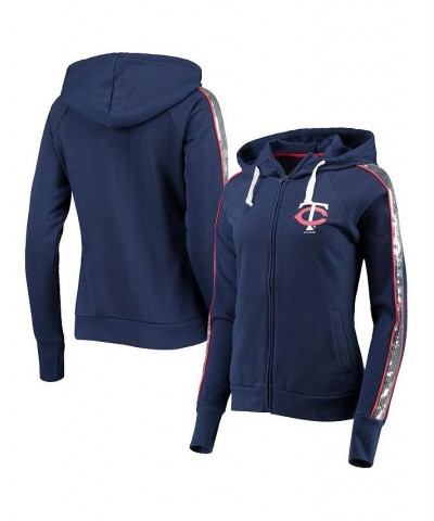 Women's Navy Minnesota Twins Game Changer Raglan Full-Zip Hoodie Navy $43.99 Sweatshirts