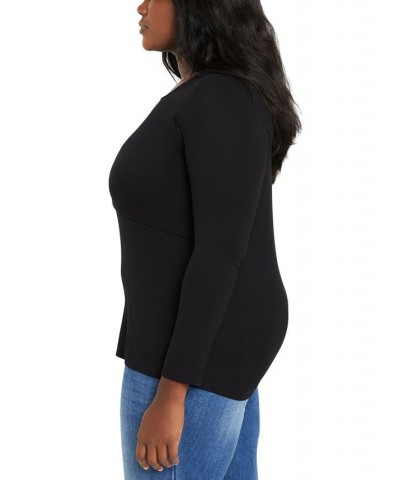 Plus Size Tiered Nursing Top Black $20.50 Tops