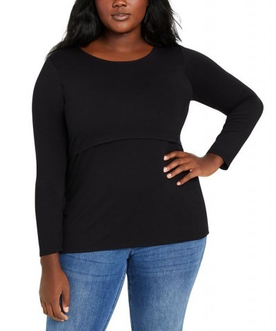 Plus Size Tiered Nursing Top Black $20.50 Tops