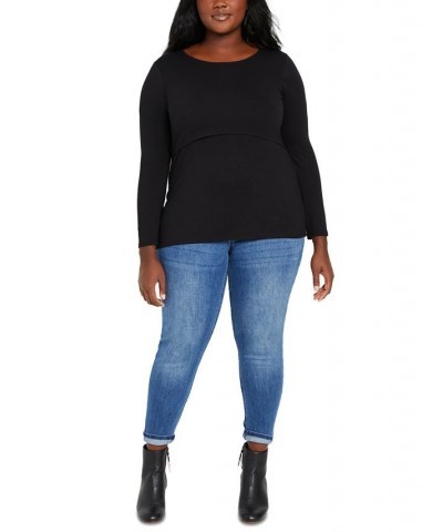 Plus Size Tiered Nursing Top Black $20.50 Tops