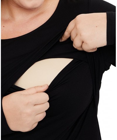 Plus Size Tiered Nursing Top Black $20.50 Tops