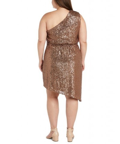 Plus Size One-Shoulder Tie-Waist Sequin Dress Topaz $35.00 Dresses