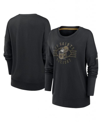 Women's Black New Orleans Saints Rewind Playback Icon Performance Pullover Sweatshirt Black $40.00 Sweatshirts