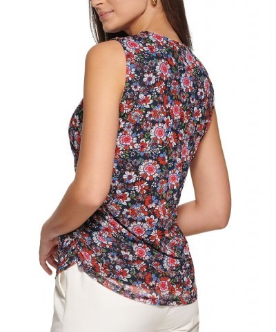 Women's Floral-Print Sleeveless Mesh Knit Top Midnight Multi $37.26 Tops