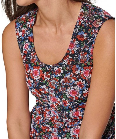 Women's Floral-Print Sleeveless Mesh Knit Top Midnight Multi $37.26 Tops