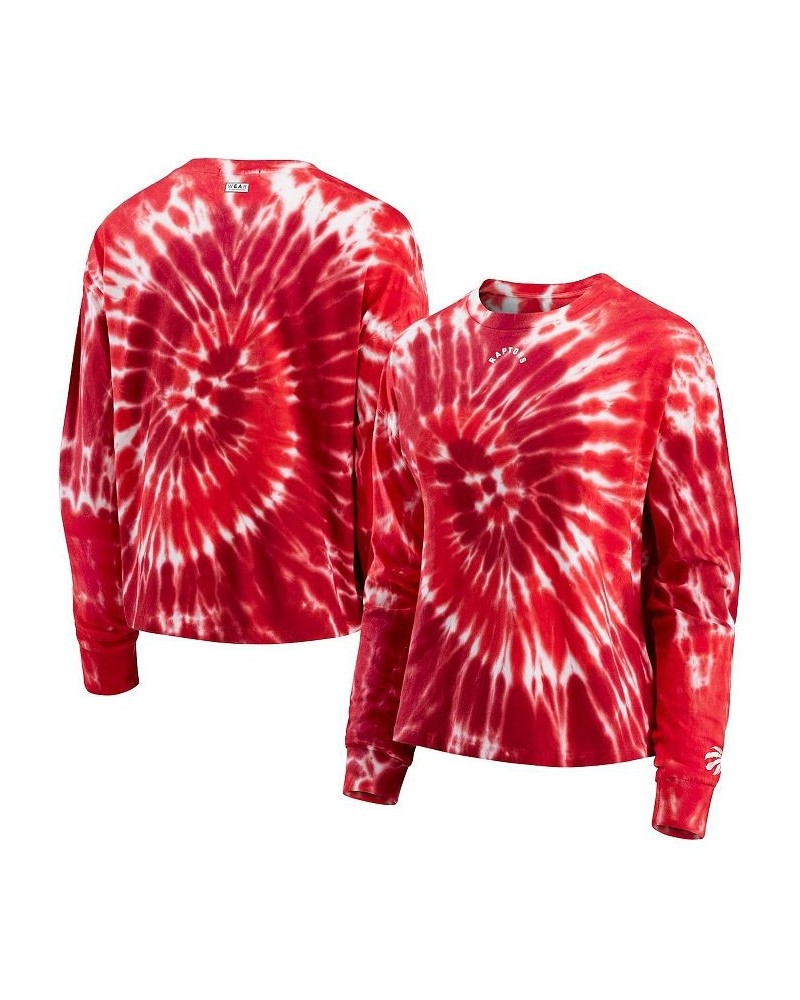 Women's Red Toronto Raptors Tie-Dye Long Sleeve T-shirt Red $31.19 Tops