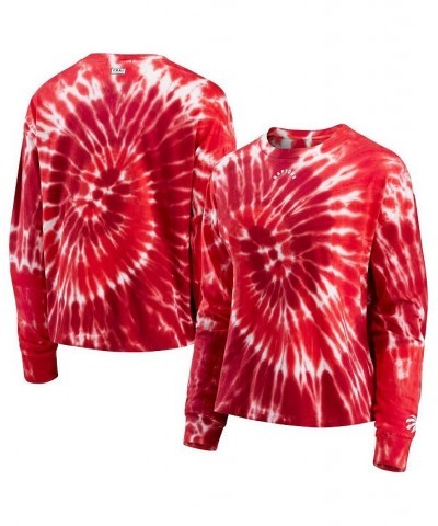 Women's Red Toronto Raptors Tie-Dye Long Sleeve T-shirt Red $31.19 Tops