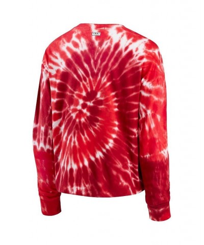 Women's Red Toronto Raptors Tie-Dye Long Sleeve T-shirt Red $31.19 Tops