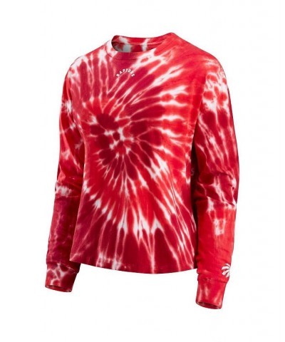 Women's Red Toronto Raptors Tie-Dye Long Sleeve T-shirt Red $31.19 Tops