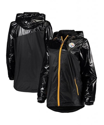 Women's Black Pittsburgh Steelers Double-Coverage Full-Zip Hoodie Jacket Black $49.35 Jackets