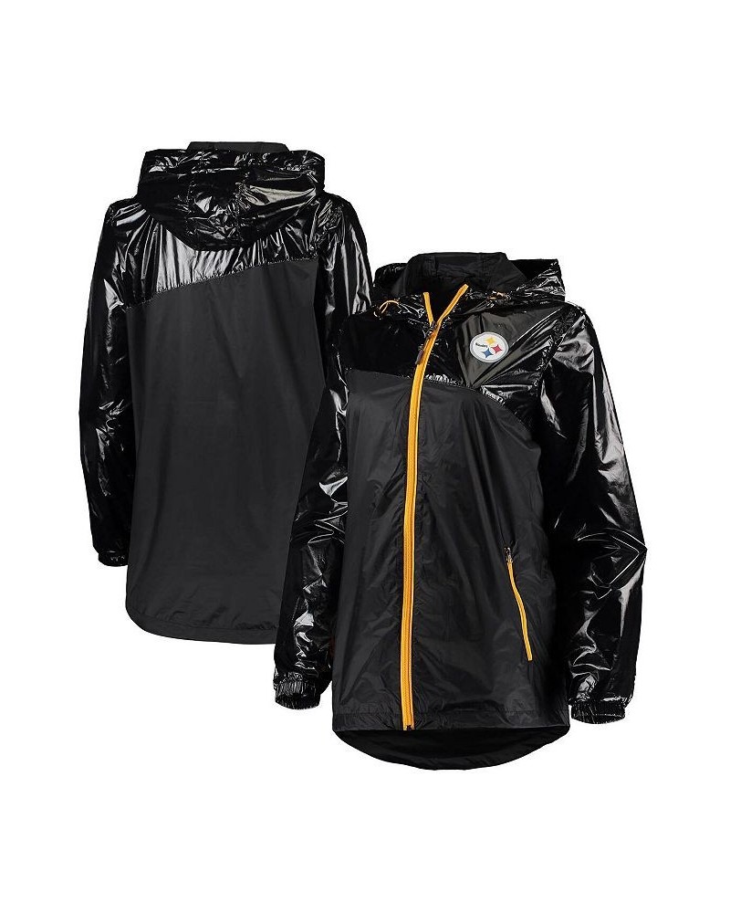 Women's Black Pittsburgh Steelers Double-Coverage Full-Zip Hoodie Jacket Black $49.35 Jackets