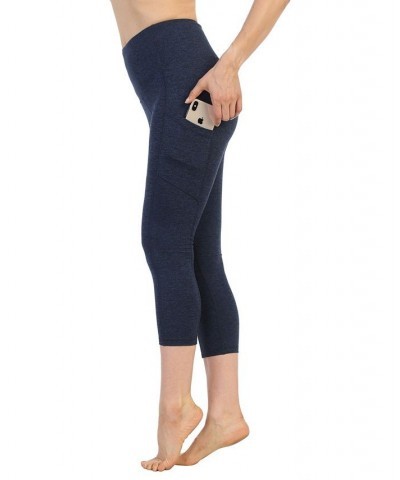 High Waist 3/4 Length Pocket Compression Leggings Heather Navy $53.30 Pants