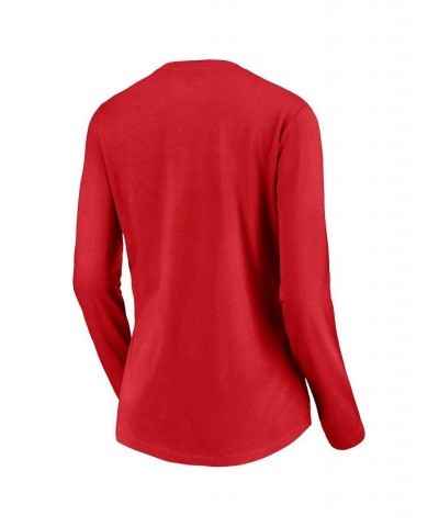 Women's Branded Red Wisconsin Badgers Can't Stop a Badger V-Neck Long Sleeve T-shirt Red $20.16 Tops