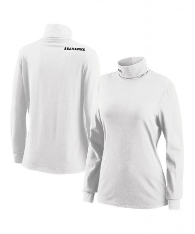 Women's White Seattle Seahawks Long Sleeve Tri-Blend Turtleneck T-shirt White $28.79 Tops