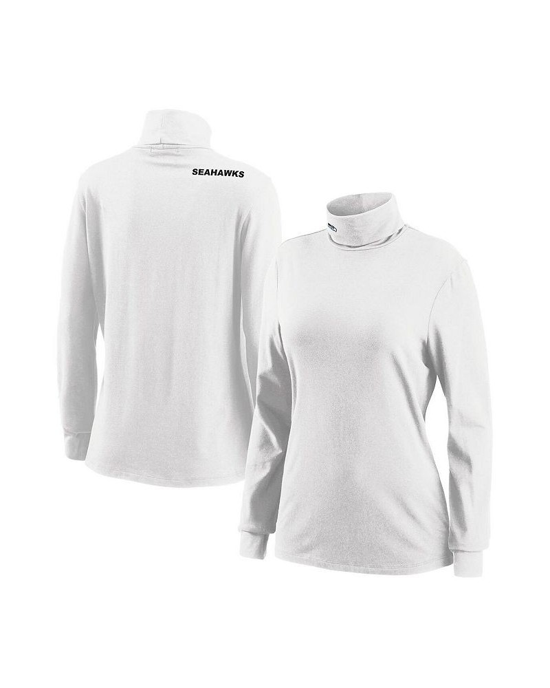 Women's White Seattle Seahawks Long Sleeve Tri-Blend Turtleneck T-shirt White $28.79 Tops