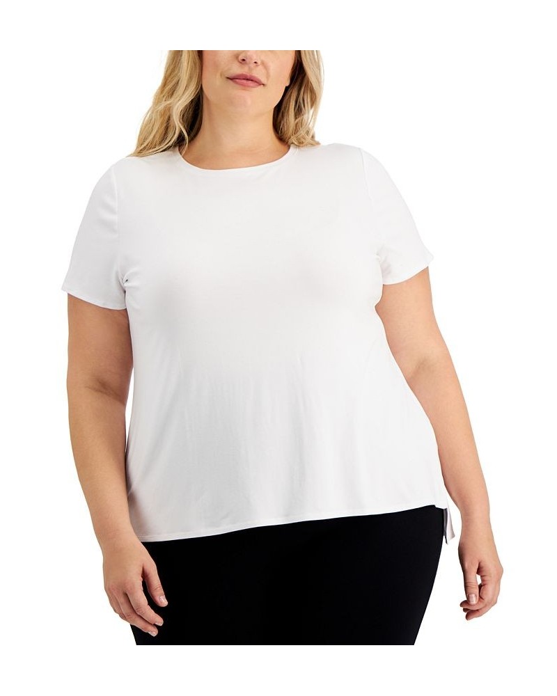 Plus Size Solid T-Shirt White $14.88 Tops