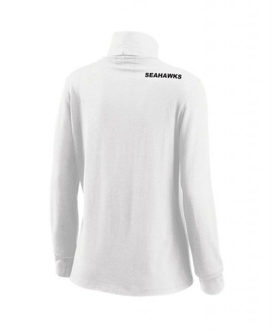 Women's White Seattle Seahawks Long Sleeve Tri-Blend Turtleneck T-shirt White $28.79 Tops