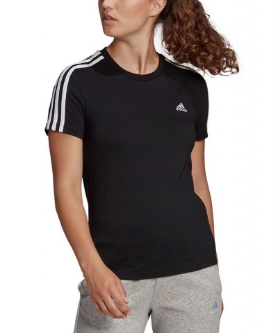 Women's Essentials Cotton 3 Stripe T-Shirt Black $15.93 Tops