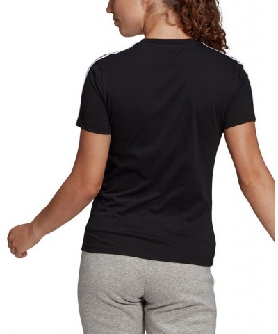 Women's Essentials Cotton 3 Stripe T-Shirt Black $15.93 Tops