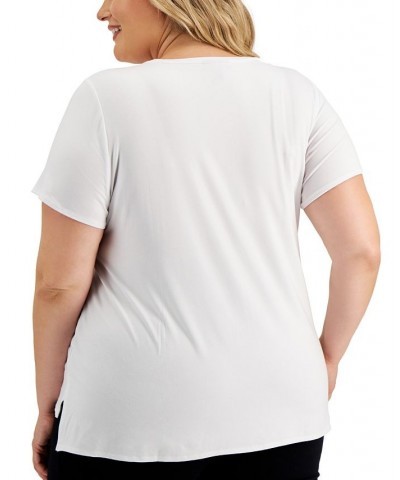 Plus Size Solid T-Shirt White $14.88 Tops