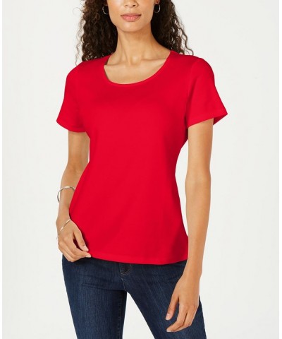 Petite Cotton Scoop-Neck Top New Red Amore $11.39 Tops