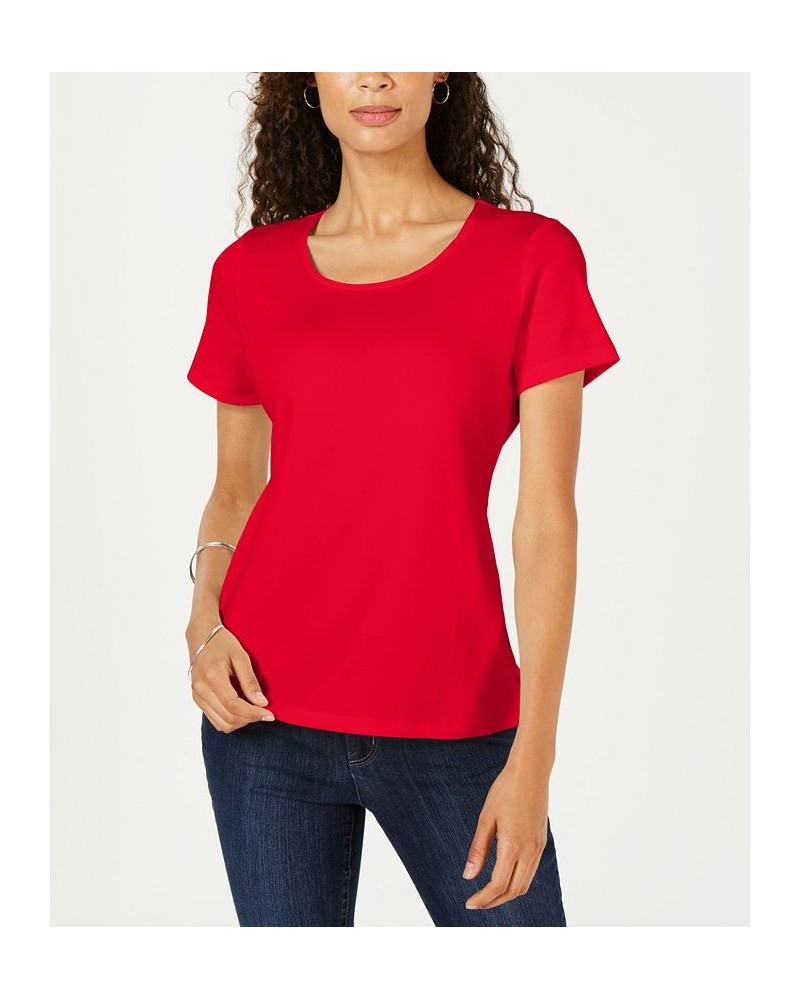 Petite Cotton Scoop-Neck Top New Red Amore $11.39 Tops