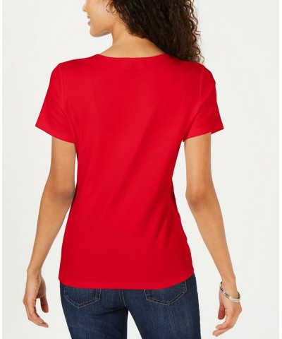 Petite Cotton Scoop-Neck Top New Red Amore $11.39 Tops