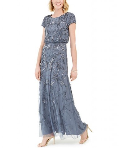 Beaded Gown Dusty Blue $103.60 Dresses